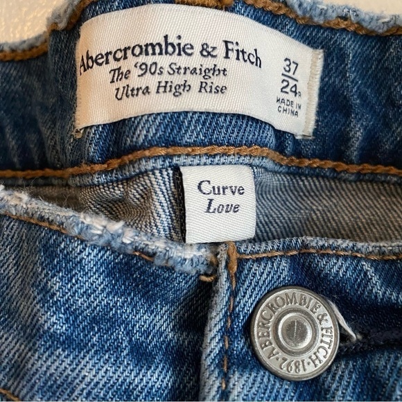 ABERCROMBIE & Fitch Curve Love '90s Ultra High Rise Straight Jeans Plus 37R/ 24 - Picture 6 of 13